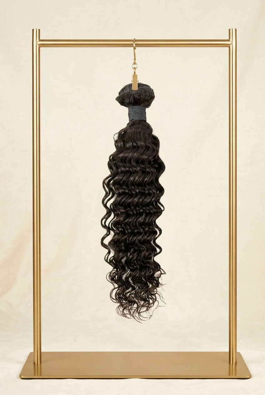 One deep-wave bundle on the gold hanging rack