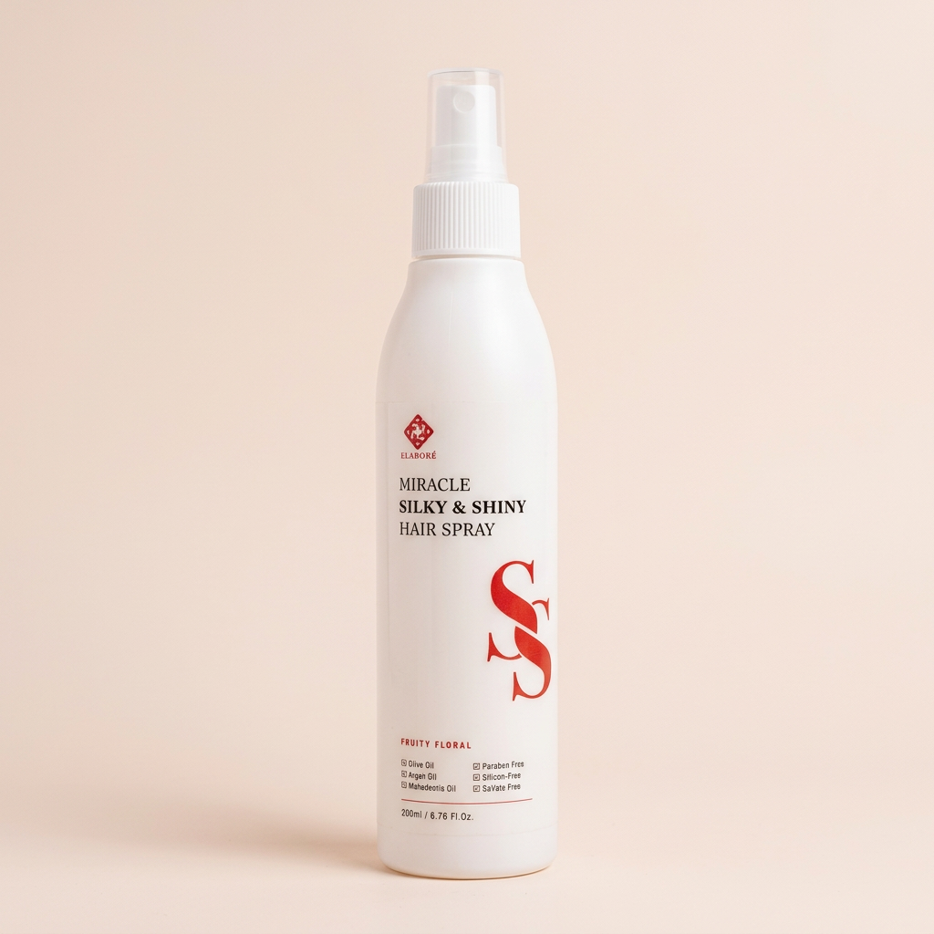 Silky and Shiny hair spray studio photo